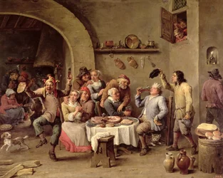 カーニバル： &39;Le Roi Boit&39;、1690（銅に油彩）